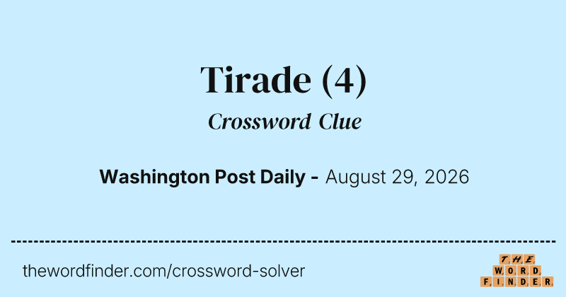 Tirade crossword clue image