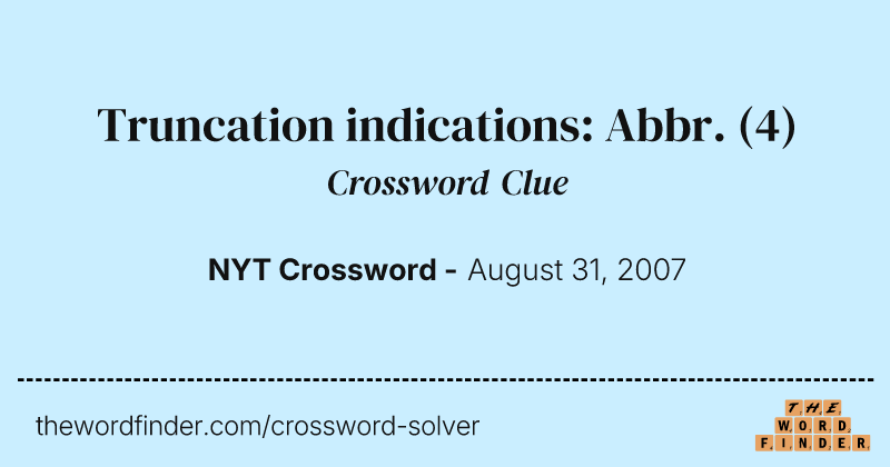 Truncation indications: Abbr. crossword clue image