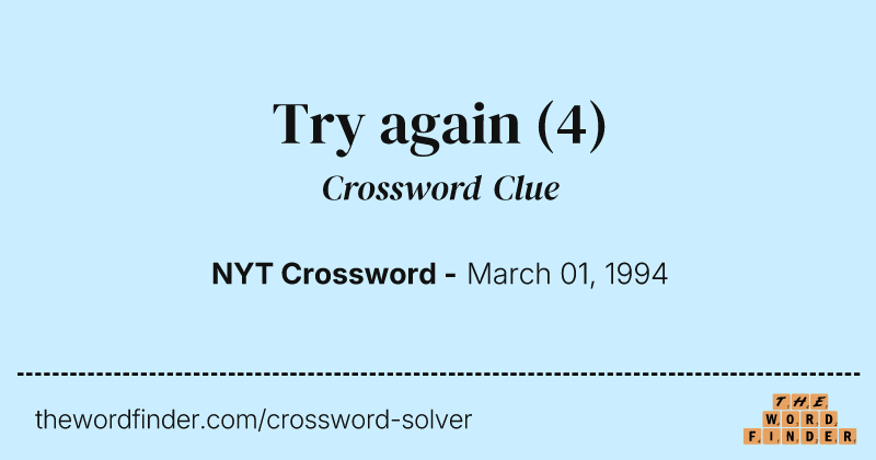 Try again crossword clue image
