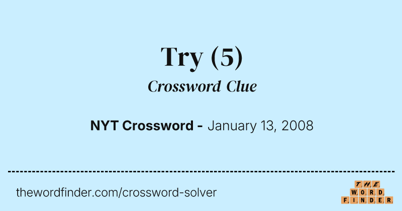 Try crossword clue image