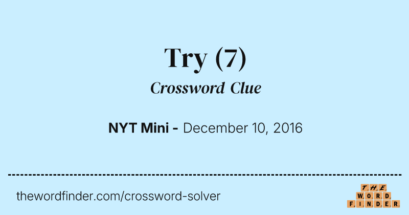 Try crossword clue image