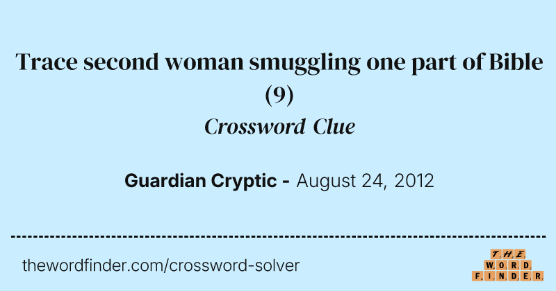 Trace second woman smuggling one part of Bible crossword clue image