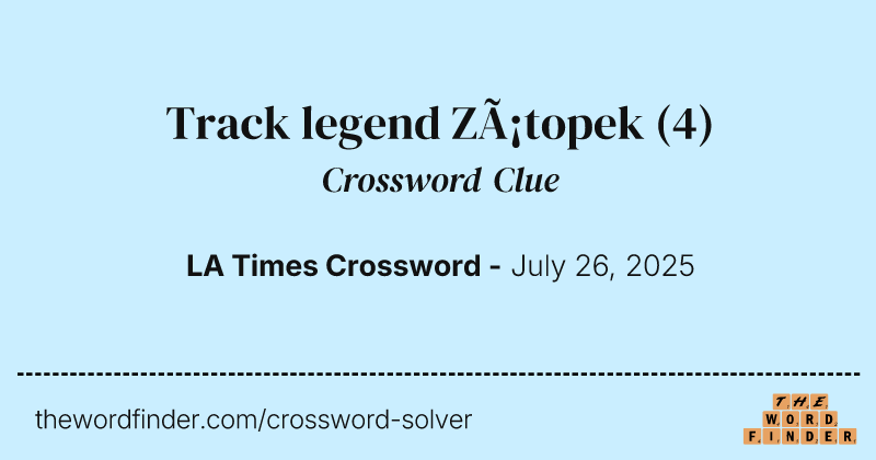 Track legend Zátopek crossword clue image