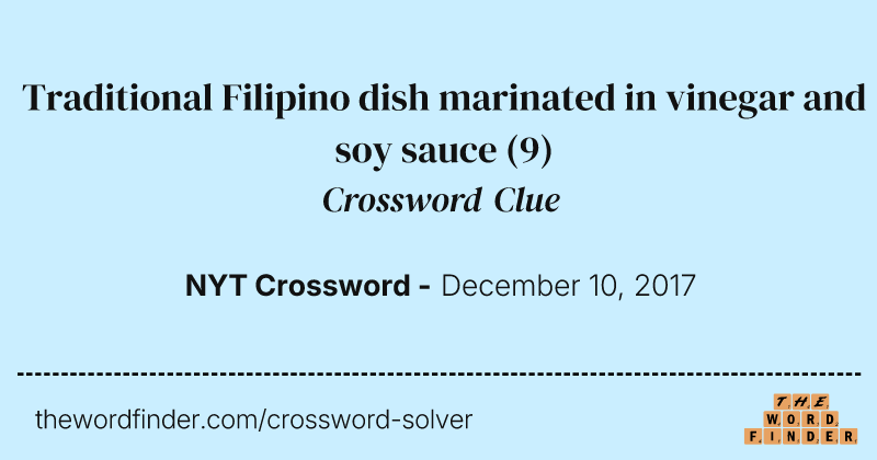 Traditional Filipino dish marinated in vinegar and soy sauce crossword clue image