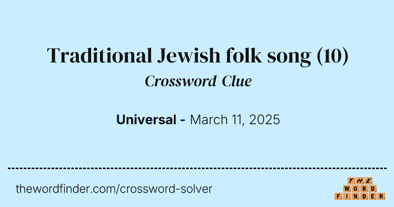 Traditional Jewish folk song crossword clue image