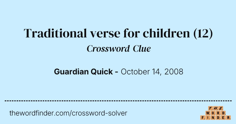 Traditional verse for children crossword clue image