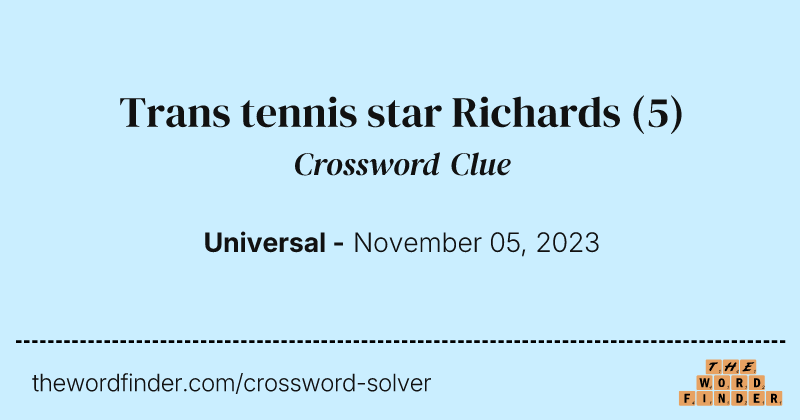 Trans tennis star Richards crossword clue image