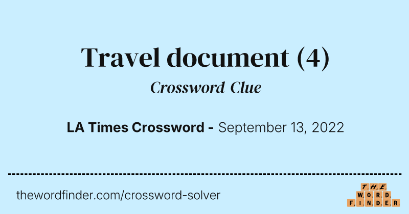 Travel document crossword clue image