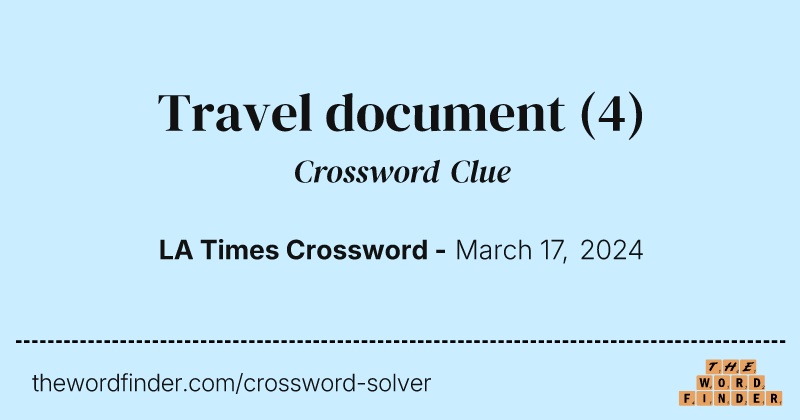 Travel document crossword clue image