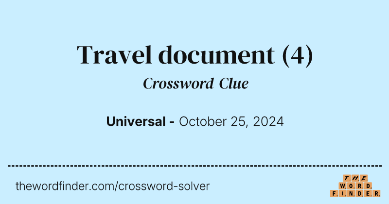 Travel document crossword clue image