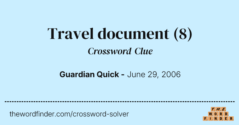 Travel document crossword clue image