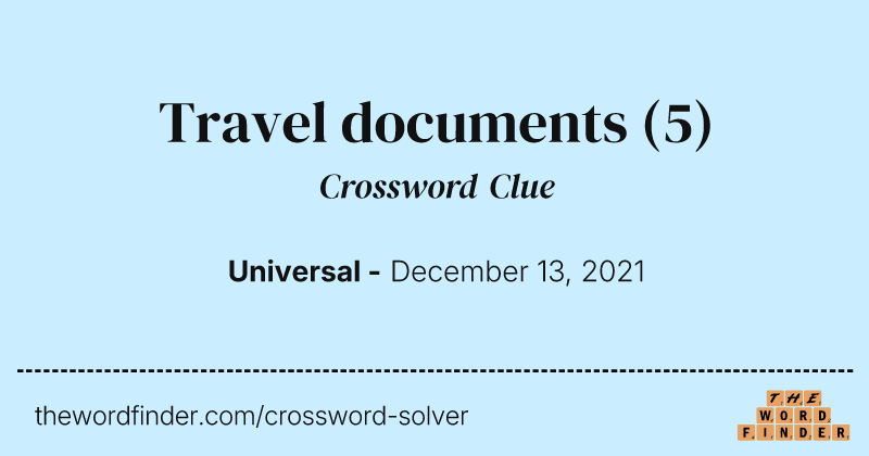 Travel documents crossword clue image