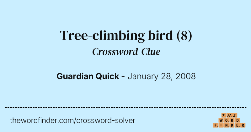 Tree-climbing bird crossword clue image