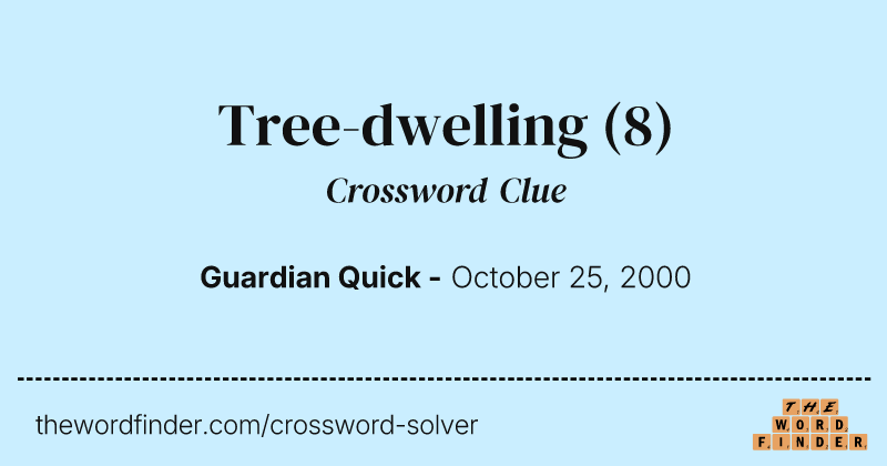 Tree-dwelling crossword clue image