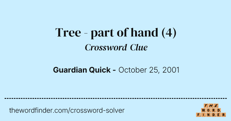 Tree - part of hand crossword clue image