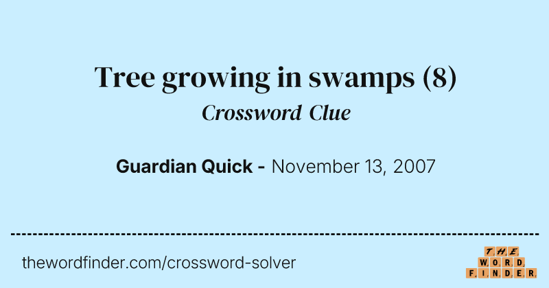 Tree growing in swamps crossword clue image