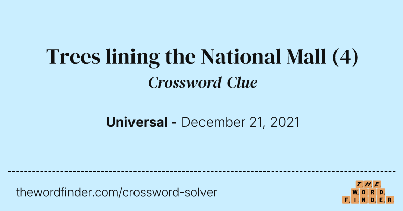 Trees lining the National Mall crossword clue image
