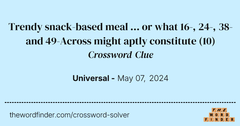 Trendy snack-based meal ... or what 16-, 24-, 38- and 49-Across might aptly constitute crossword clue image