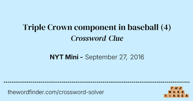 Triple Crown component in baseball crossword clue image