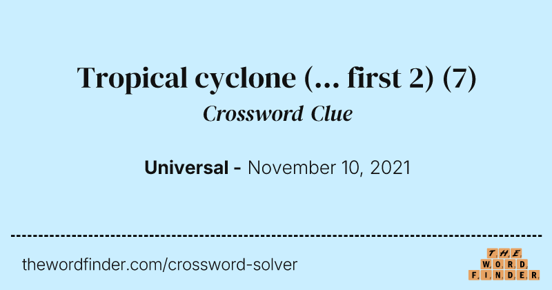 Tropical cyclone (... first 2) crossword clue image