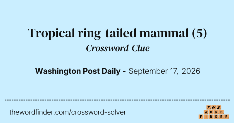 Tropical ring-tailed mammal crossword clue image