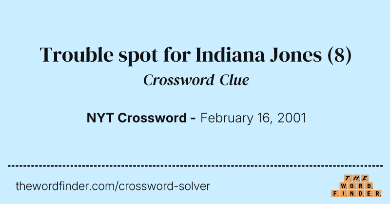 Trouble spot for Indiana Jones crossword clue image