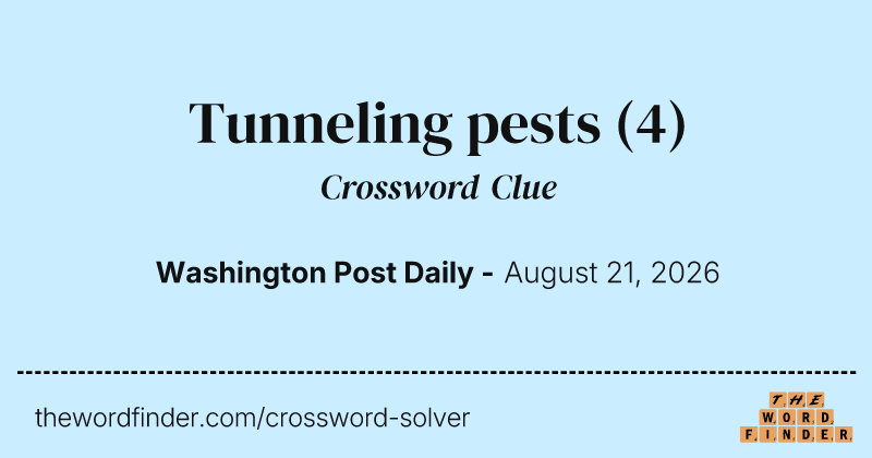 Tunneling pests crossword clue image
