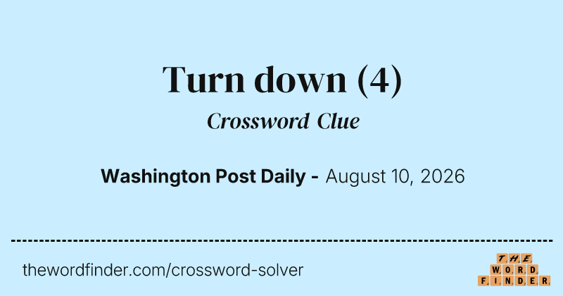 Turn down crossword clue image