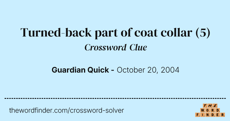Turned-back part of coat collar crossword clue image