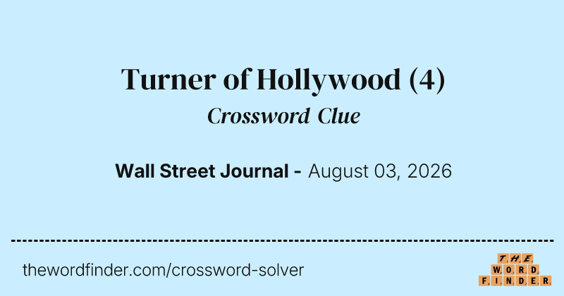 Turner of Hollywood crossword clue image