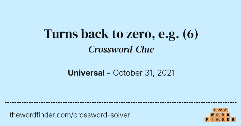 Turns back to zero, e.g. crossword clue image