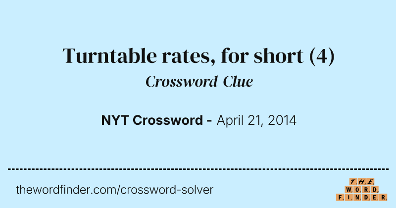 Turntable rates, for short crossword clue image