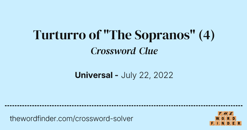 Turturro of "The Sopranos" crossword clue image