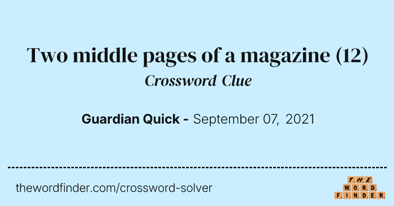 Two middle pages of a magazine crossword clue image