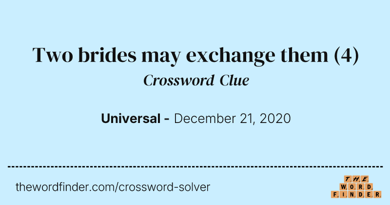 Two brides may exchange them crossword clue image