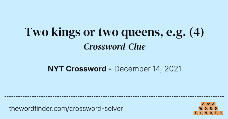 Two kings or two queens, e.g. crossword clue image