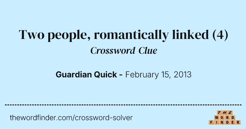 Two people, romantically linked crossword clue image
