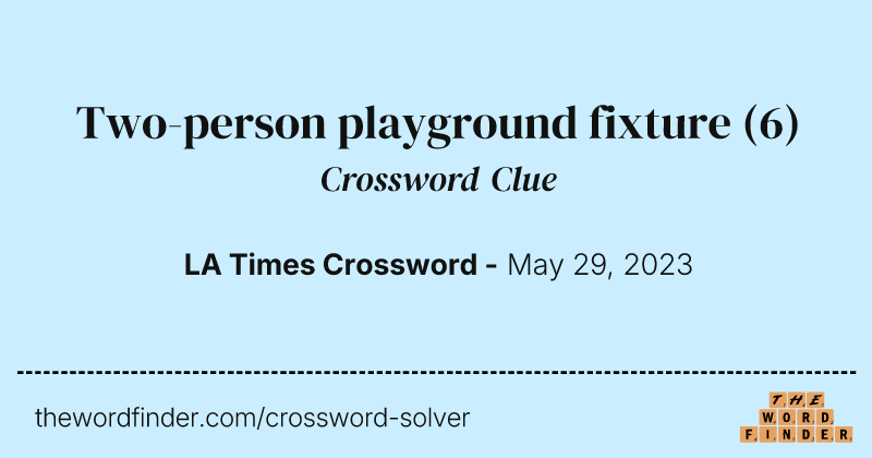 Two-person playground fixture crossword clue image