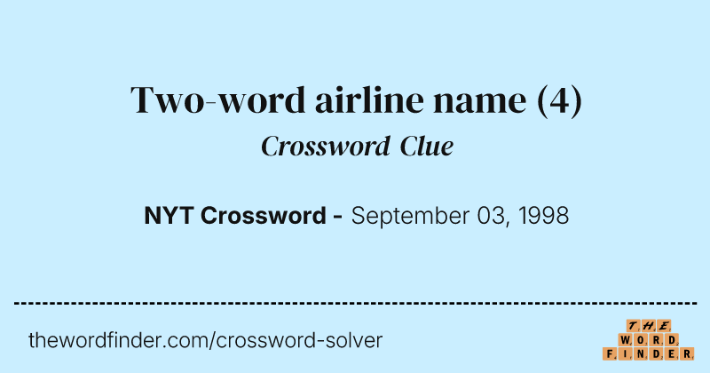 Two-word airline name crossword clue image