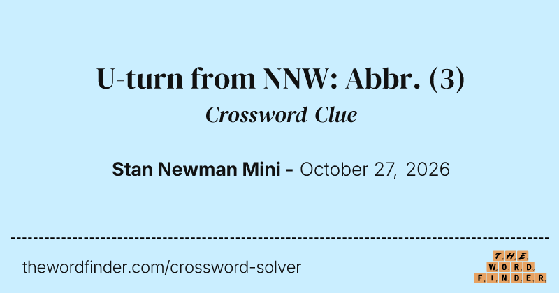 U-turn from NNW: Abbr. crossword clue image