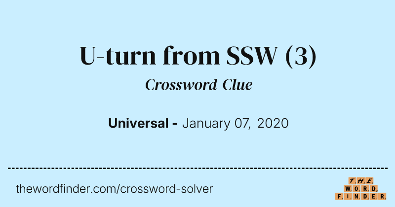 U-turn from SSW crossword clue image