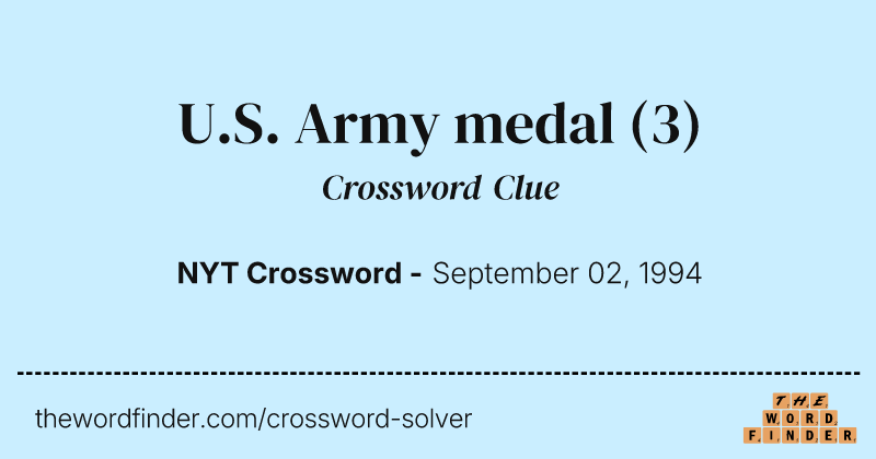 U.S. Army medal crossword clue image