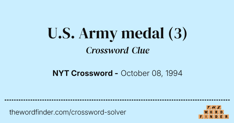 U.S. Army medal crossword clue image