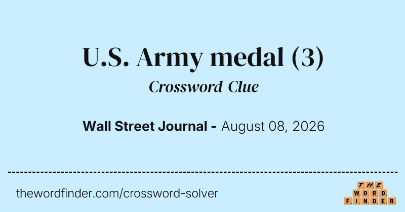 U.S. Army medal crossword clue image