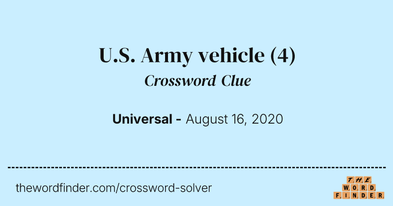 U.S. Army vehicle crossword clue image