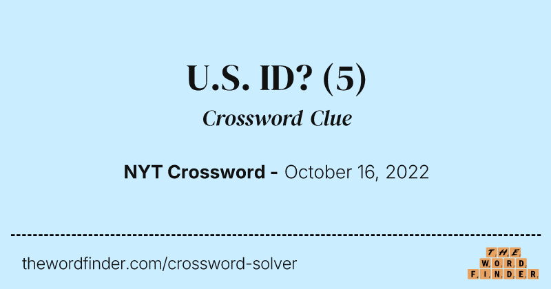 U.S. ID? crossword clue image