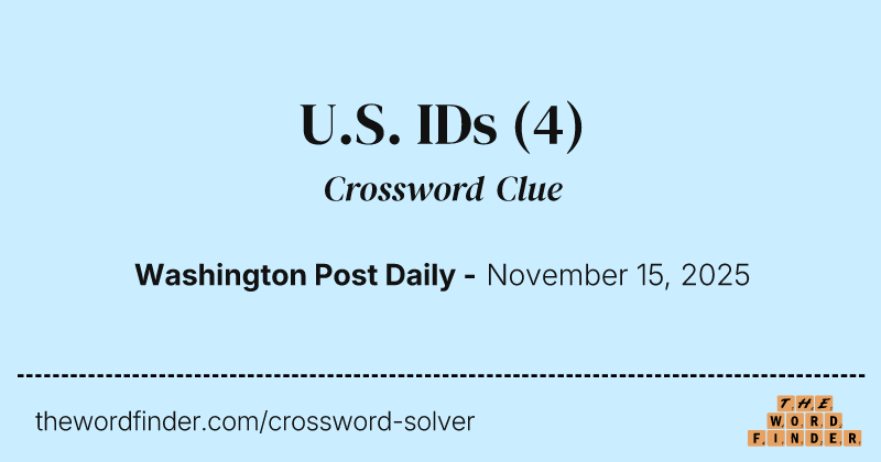 U.S. IDs crossword clue image