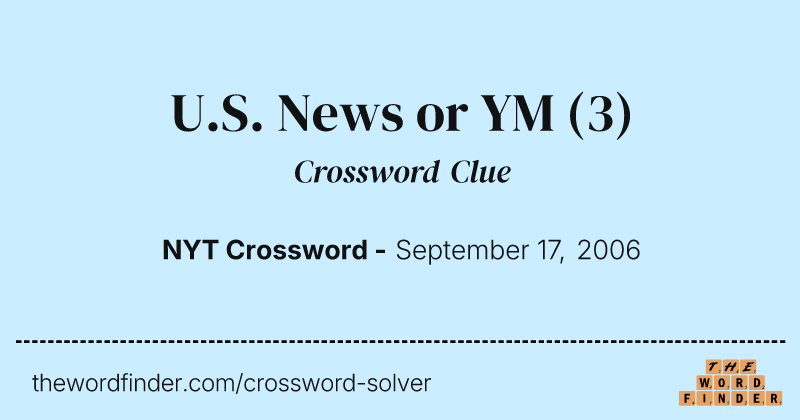 U.S. News or YM crossword clue image