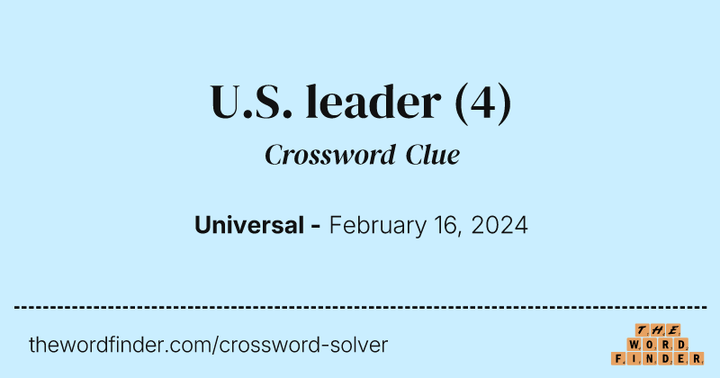 U.S. leader crossword clue image