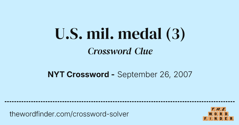 U.S. mil. medal crossword clue image